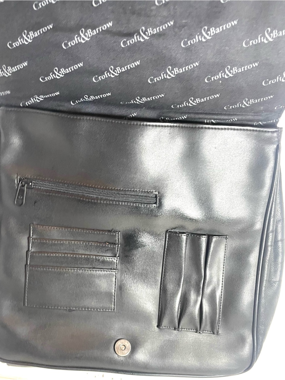 Croft & Barrow Genuine Leather Satchel Messenger Bag Black Y2K Removable Strap - Picture 10 of 15